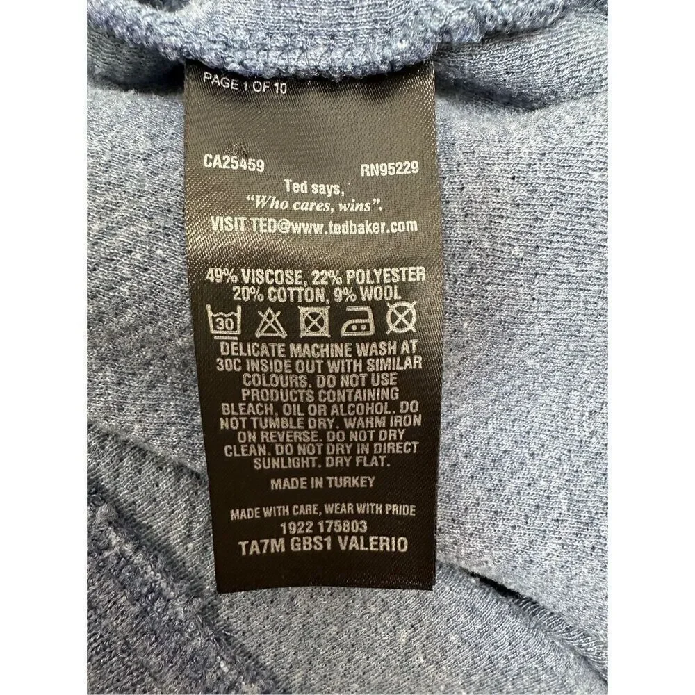 Ted Baker men’s blue light weight long sleeve pullover size Small  #22-1482 - Picture 6 of 8